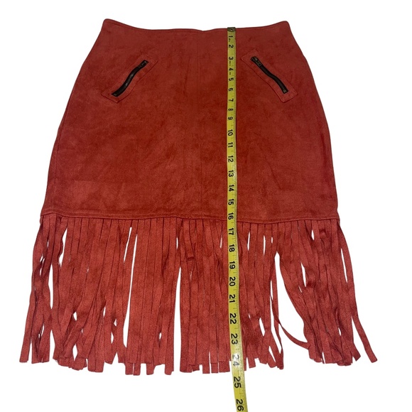 DO+BE Women's Faux Suede Fringe Mini Skirt Sz M - Picture 6 of 10